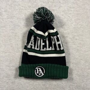 Philadelphia PA Knit Pom Beanie Hat Green Black White Winter Cap Mens Womens